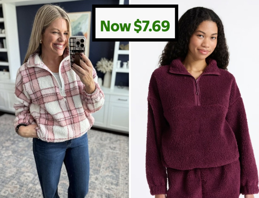 hese fleece pullovers are so soft! My plaid is sold out but this gorgeous wine color is on major drop!! 

 #LTKOver40 #LTKSaleAlert #LTKFindsUnder50