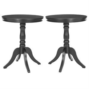 Home Square Pine Wood Side Table in Black - Set of 2 | Homesquare
