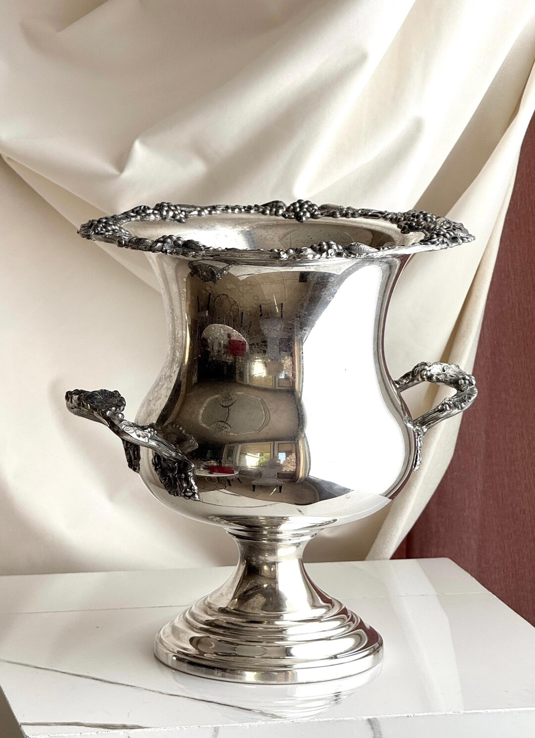 Vintagetrophy Ice Bucket Grape Motif Silver Plated Champagne Bucket Wine Chiller 10.75"x10" or Us... | Etsy (US)