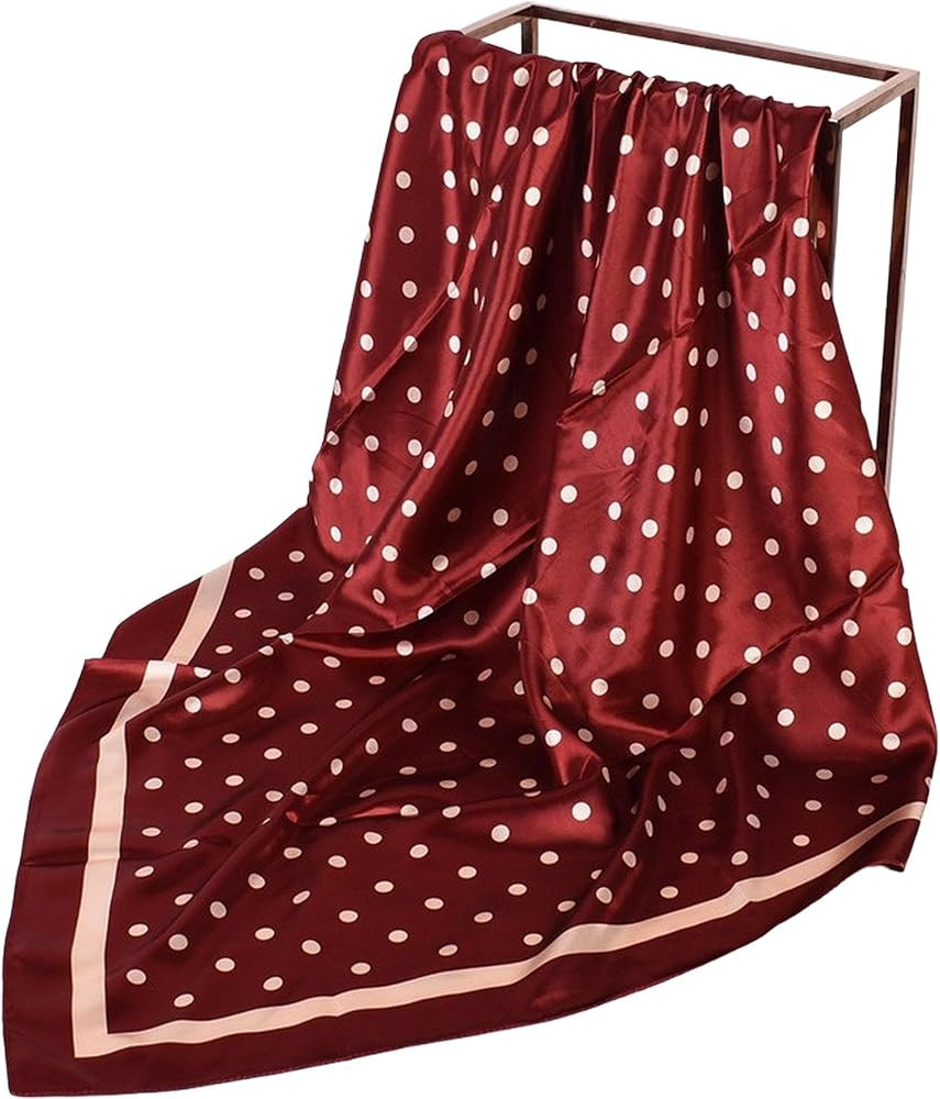 Polka Dot Print Satin Head Scarf for Women Like Silk Scarf for Hair Wrapping Bandanas Square Shaw... | Amazon (US)
