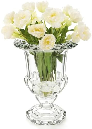 8 Inch Glass Urn Vase, Large Crystal Glass Vase, Vintage Vases for Centerpiece, Pedestal Flower B... | Amazon (US)