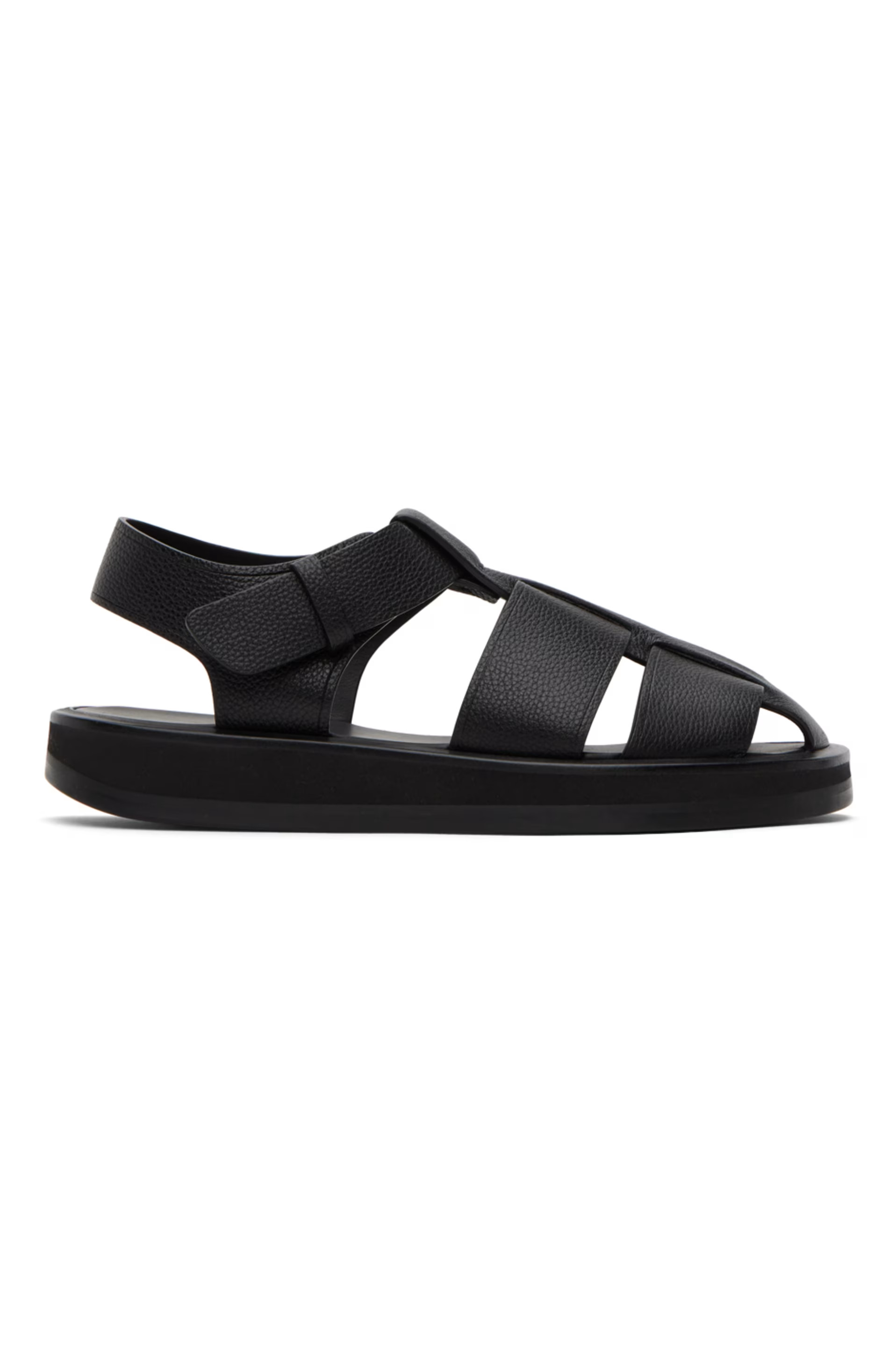 The Row - Black Fisherman Sandals | SSENSE