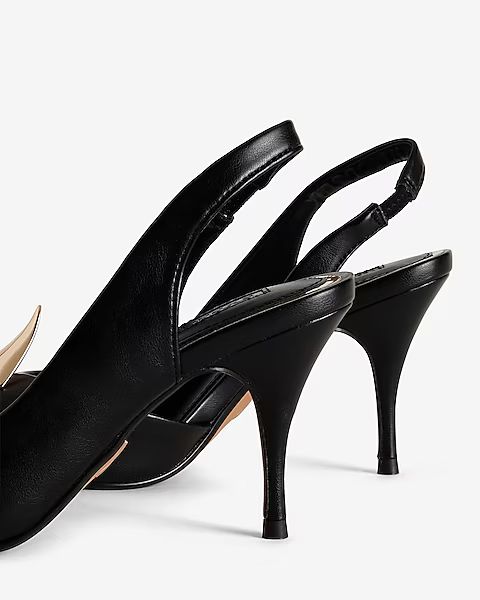 Brian Atwood X Express Gold Accent Slingback Pumps | Express