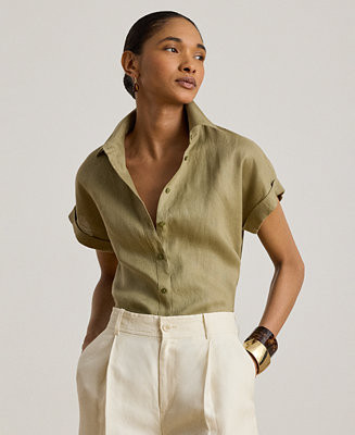 Petite Relaxed-Fit Short-Sleeve Shirt | Macy's
