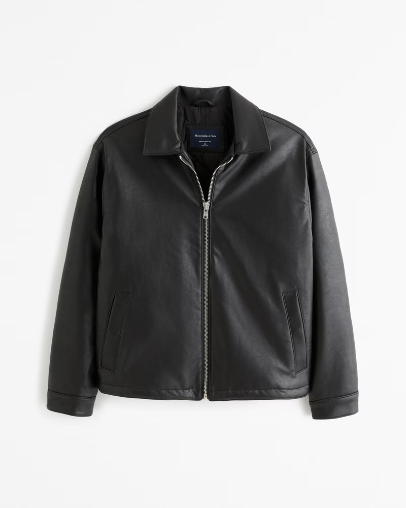 Men's Vegan Leather Zip Trucker Jacket | Men's Coats & Jackets | Abercrombie.com | Abercrombie & Fitch (US)