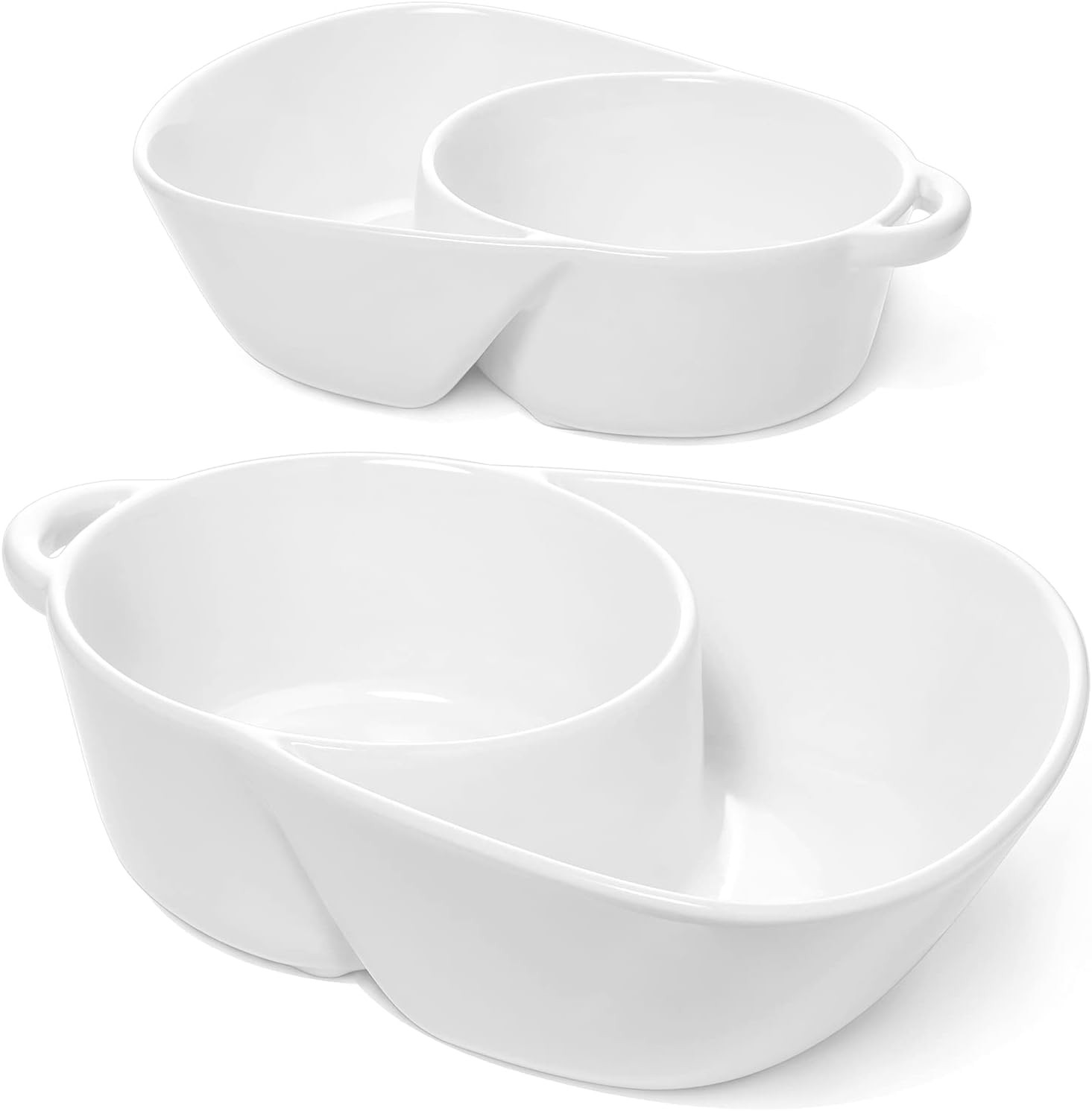 LE TAUCI Chip and Dip Bowls, Anti-Soggy Cereal Bowl, Soup and Side/Cracker Bowls Sets for Breakfast, Soup and Sandwich, Bread Dipping Bowls, Set of 2, White | Amazon (US)