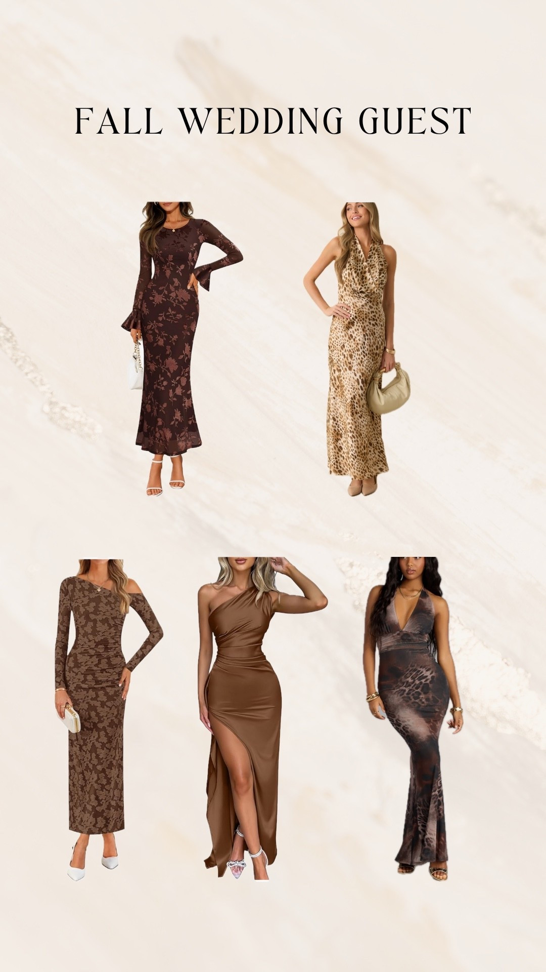 Brown fall wedding guest dresses 🤎🍂 #weddingguest 

#LTKFindsUnder100 #LTKStyleTip #LTKWedding