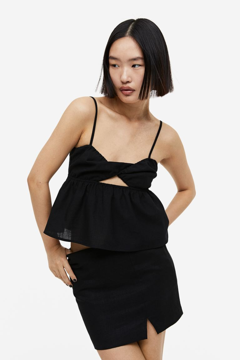 Twist-detail Peplum Top - Black - Ladies | H&M US | H&M (US + CA)