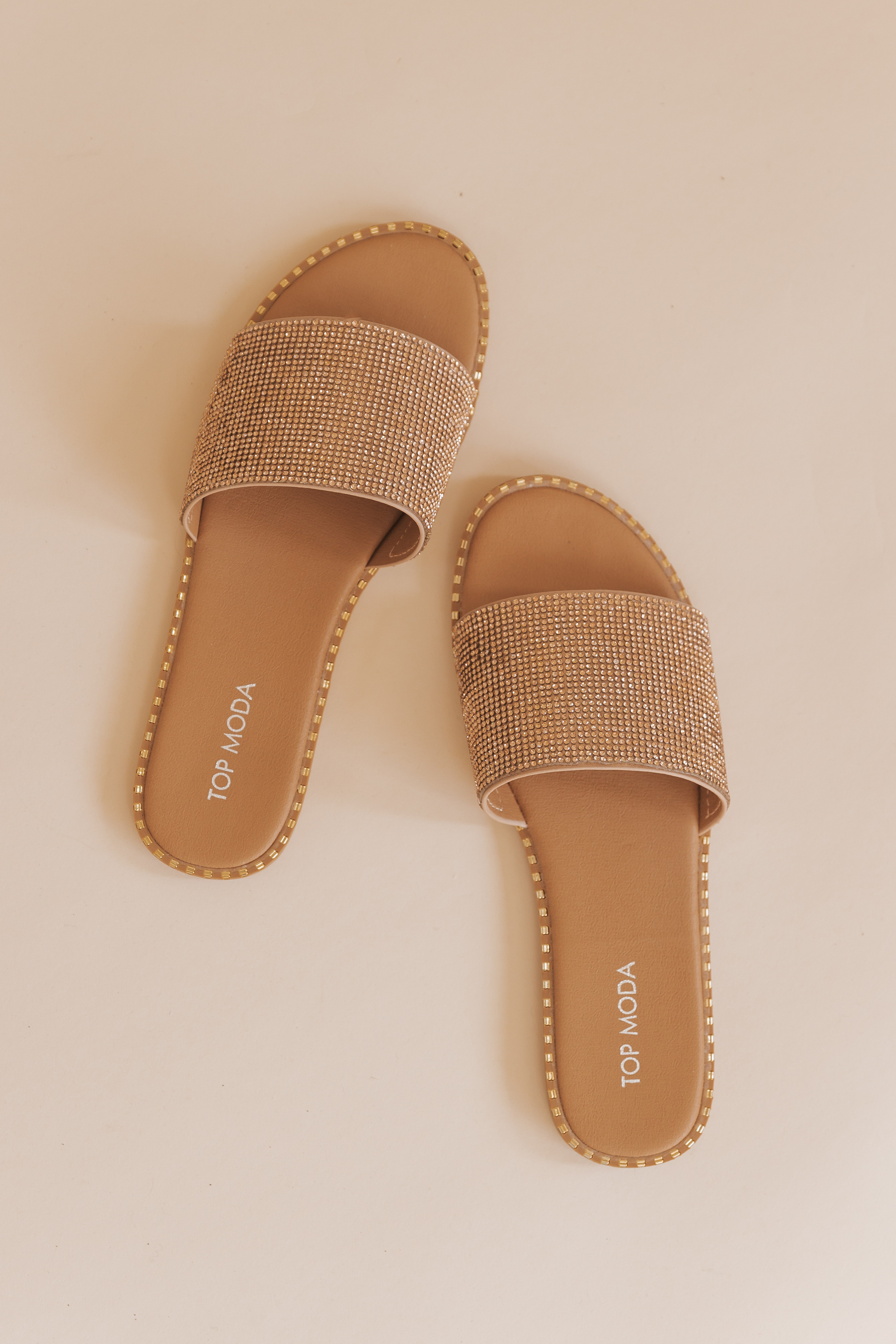 Rose Gold Sparkly Slide Sandals - FINAL SALE | Magnolia Boutique