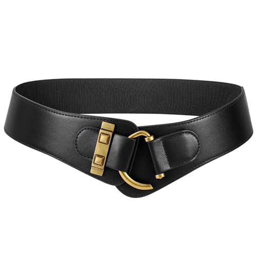 JASGOOD Women's Vintage Stretchy Waist Belt Elastic Wide Waistband for Dresses | Amazon (US)