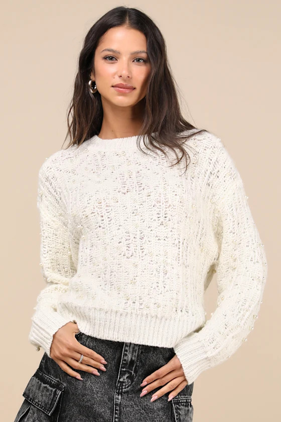 Luxe Intention Ivory Pearl Sweater | Lulus