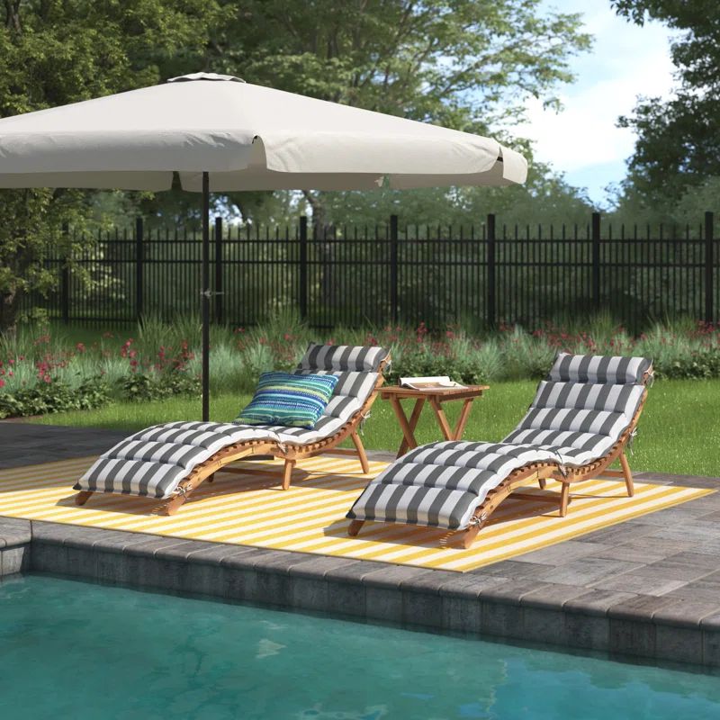 Elmsford Outdoor Acacia Chaise Lounge with Table | Wayfair North America