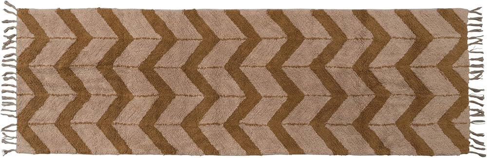 Creative Co-Op Cotton Tufted Floor Runner with Chevron Pattern and Fringe, Brown and Beige Rugs, ... | Amazon (US)