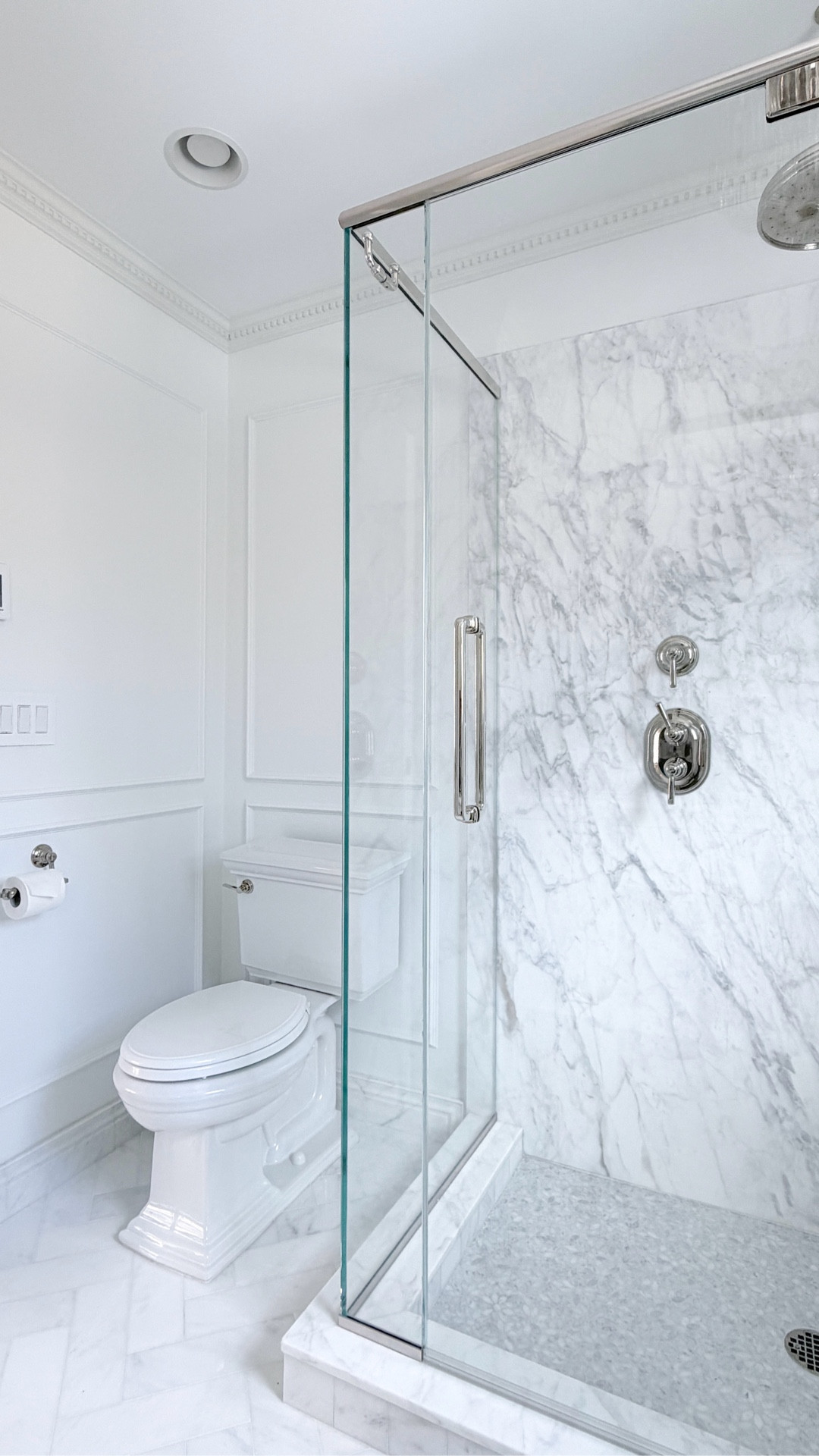 Bathroom Renovation from 90s builder grade basic to timeless but modern marble & polished nickel details

#LTKHome #LTKdayinmylife #LTKgrwm
