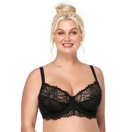 HSIA Minimizer Bra for Women - Plus Size Underwire Lace Unlined Non Padded Bra Black 46C | Walmart (US)