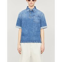 Faded stepped-hem denim polo shirt | Selfridges