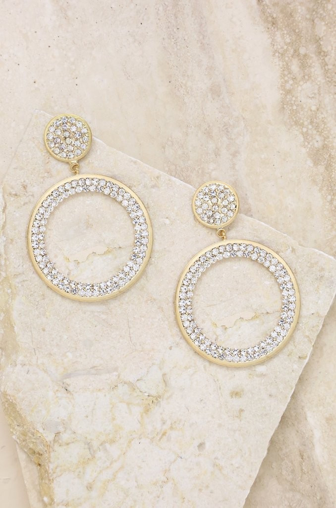 Crystal Pave 18k Gold Plated Drop Hoop Earrings | Ettika