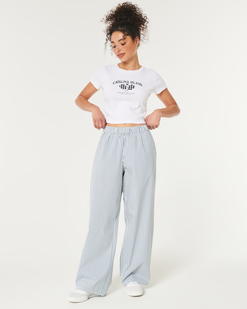 Women's Poplin Wide-Leg Sleep Pants | Women's Bottoms | HollisterCo.com | Hollister (US)