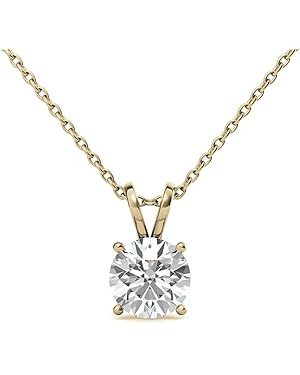 Women's Diamond Necklace Lab Grown Round Solitaire Pendant Necklace IGI Certified (0.25cttw, E-F ... | Amazon (US)