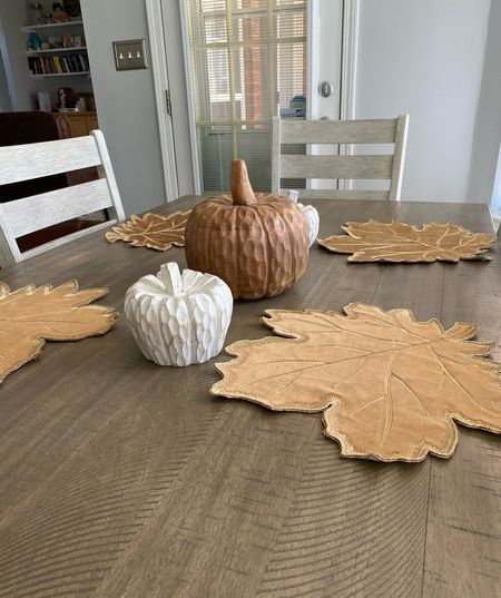 Fall tablescape. Autumn tablescape. Fall table decor. Autumn table decor. Wooden pumpkins. Autumn placemats. Fall placemats. Affordable home decor. Fall home decor. Autumn home decor. Neutral autumn decor. Neutral fall decor. Natural home decor. Natural autumn home decor #fauxpumpkins #falldecor #autumndecor #fallhomedecor #autumnhomedecor 

#LTKSeasonal #LTKhome #LTKstyletip