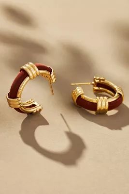 Leather Ribbed Hoop Earrings | Anthropologie (US)