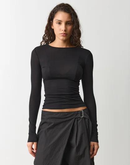 Cotton Sheer Long Sleeve Top | Glassons (Australia)