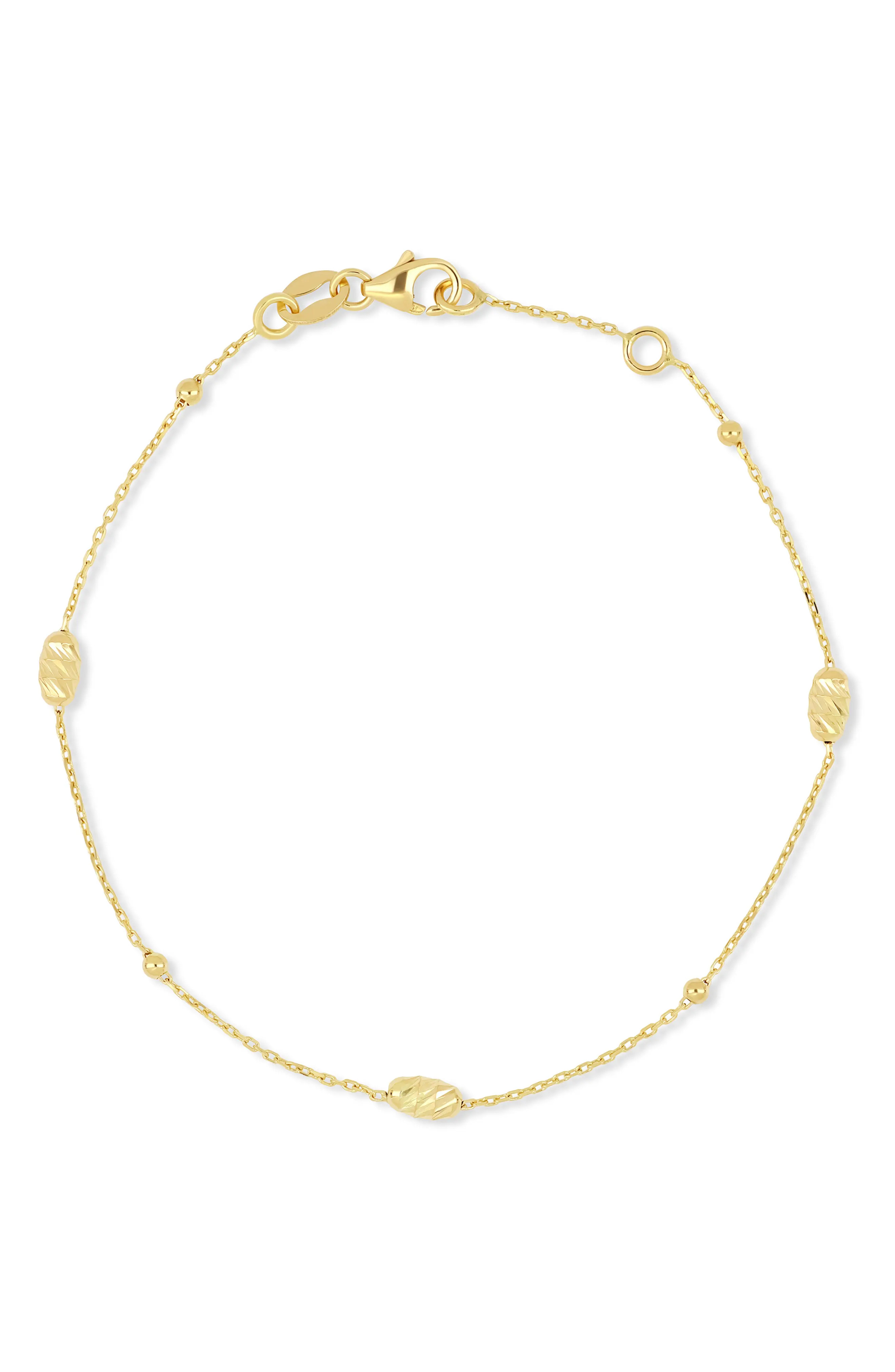 Bony Levy 14K Yellow Gold Textured Station Chain Bracelet (Women) | Nordstromrack | Nordstrom Rack