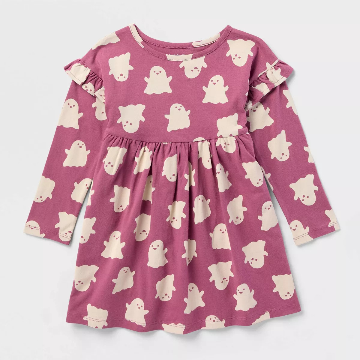 Toddler Girls' Halloween Ghosts Long Sleeve Dress - Cat & Jack™ Mauve 4T | Target