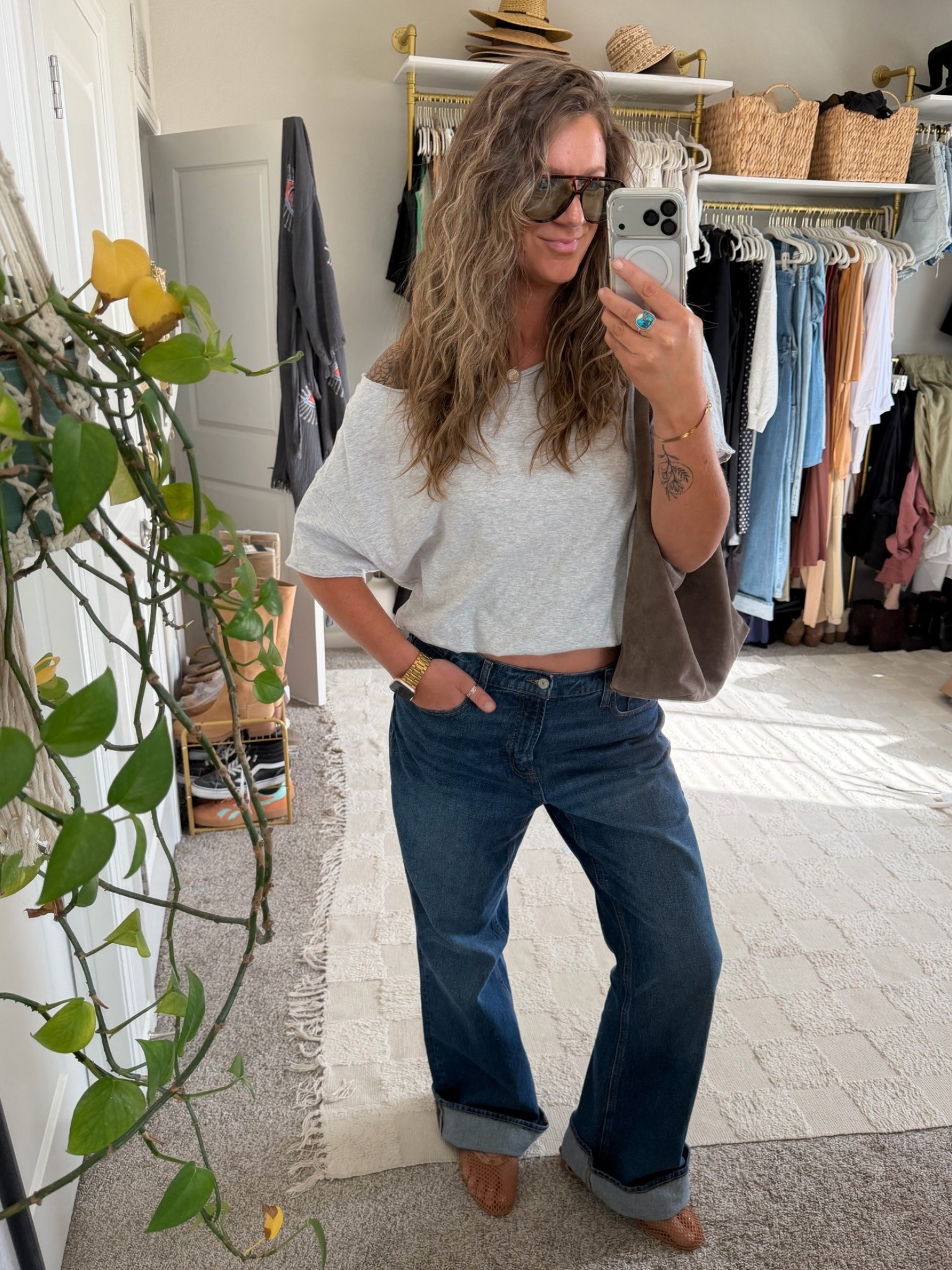 Large tee, 14 tall jeans (sized up for a baggy fit) 11 shoes

#LTKTall #LTKOver40 #LTKootd