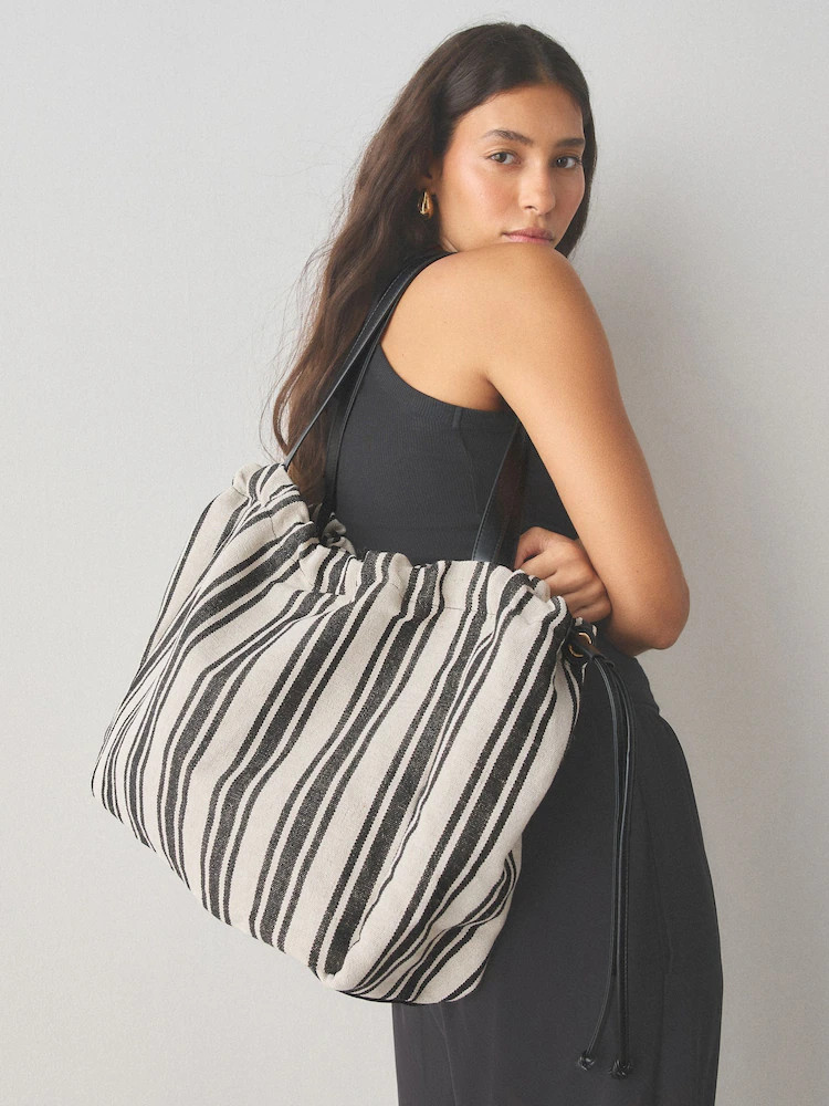 Schwarz/Wei\u00df - Drawstring Stripe Shoulder Bag | Next EU