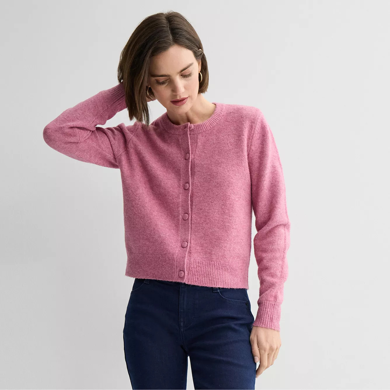 Women's Nine West Button Front Crewneck Sweater | Kohl's