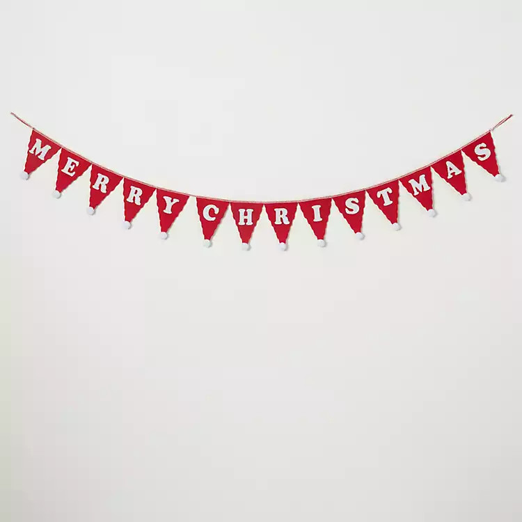 Red Merry Christmas Pom Pom Garland | Kirkland's Home