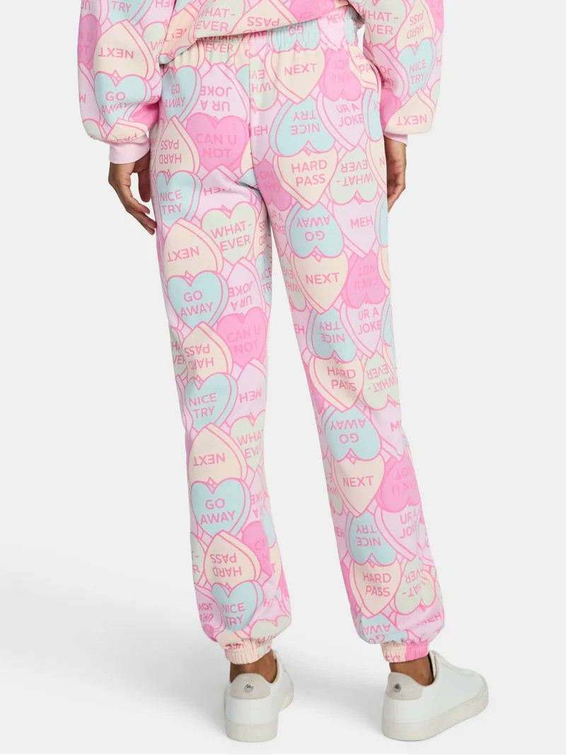 Candy Hearts Women's and Women's Plus Graphic Fleece Joggers, 30'' Inseam, Sizes XXS-4X | Walmart (US)
