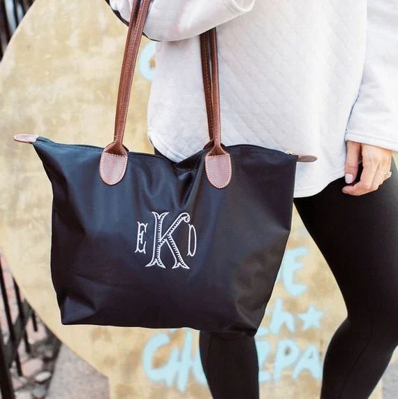 Monogrammed Nylon Small Size Tote  Personalized Bridesmaid | Etsy | Etsy (US)