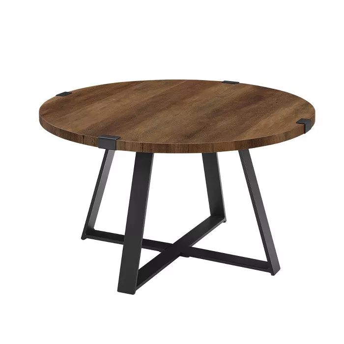Wrightson Urban Industrial Faux Wrap Leg Round Coffee Table - Saracina Home | Target