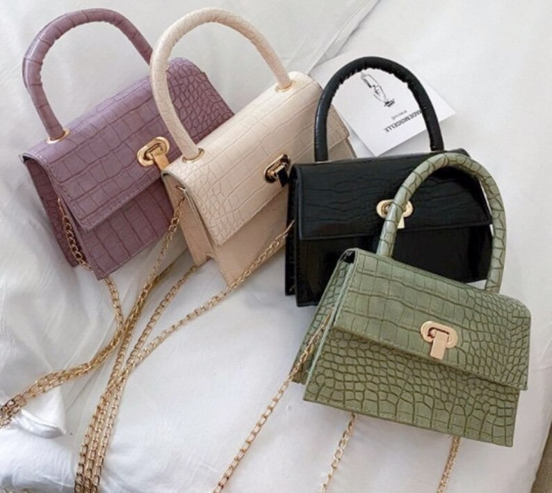 Mini crocodile purse, vegan leather | Etsy (US)