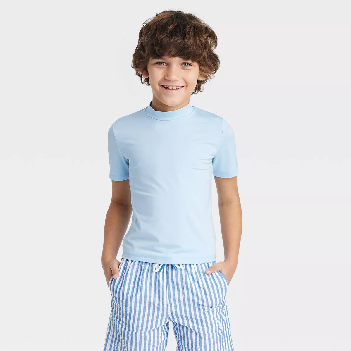 Boys' Solid Short Sleeve Rash Guard Swim Shirt - Cat & Jack™ | Target