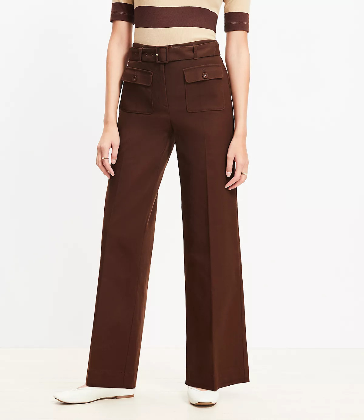 Belted Palmer Wide Leg Pants in Pique | LOFT