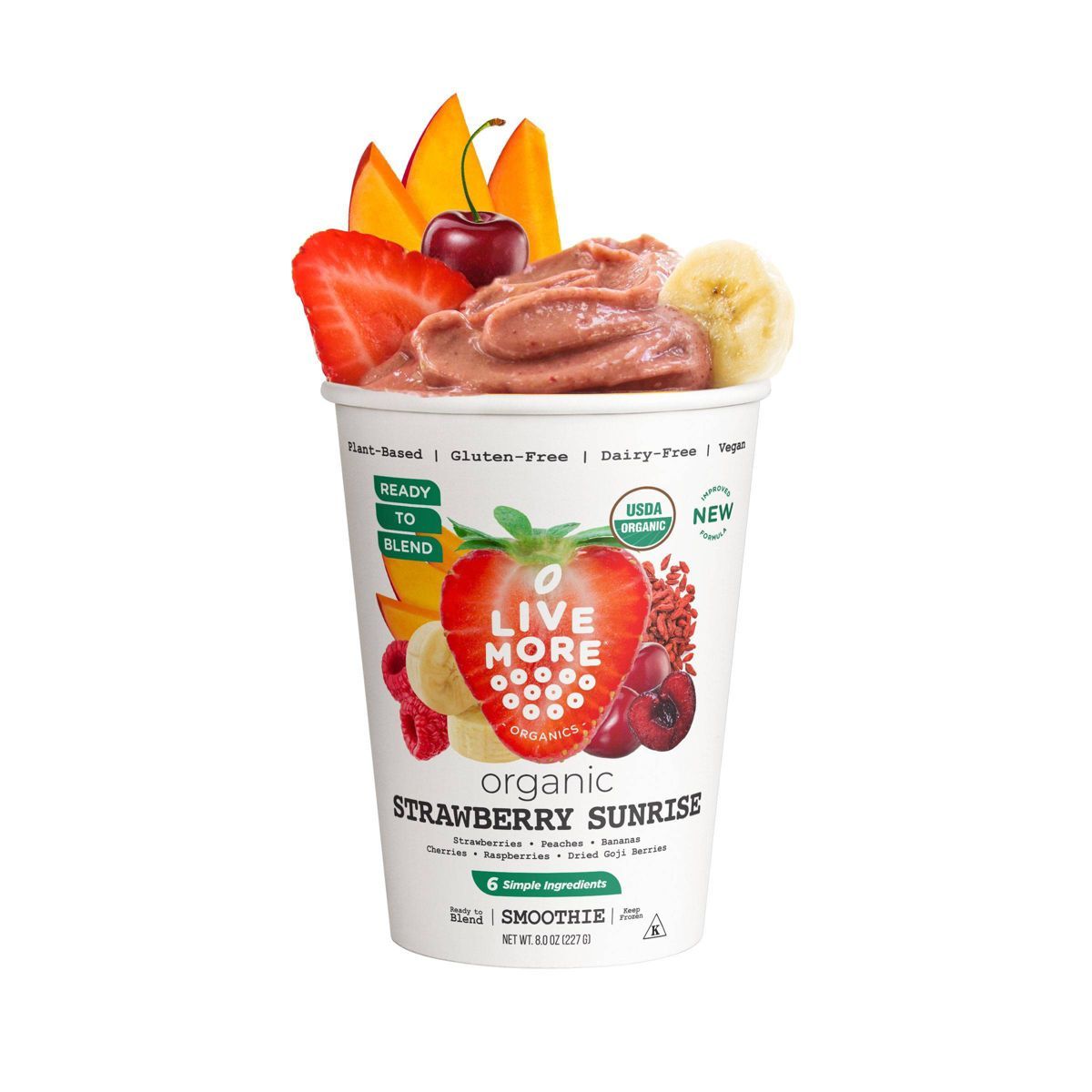 LiveMore Organics Frozen Strawberry Sunrise Smoothie Cup - 8oz | Target