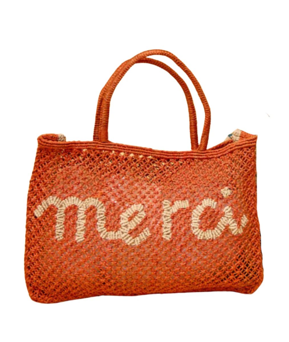 Merci Tote- Peach/ Natural | LOLA Boutique