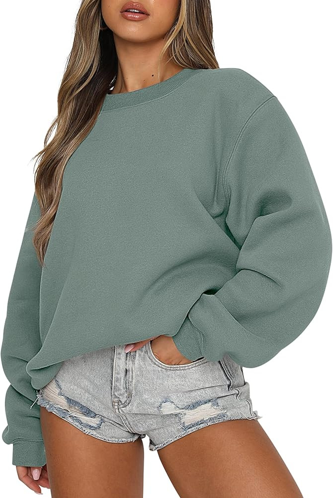 ANRABESS - Sudaderas de vellón de mujer, cuello redondo, de gran tamaño, bonitas, para otoño e... | Amazon (US)