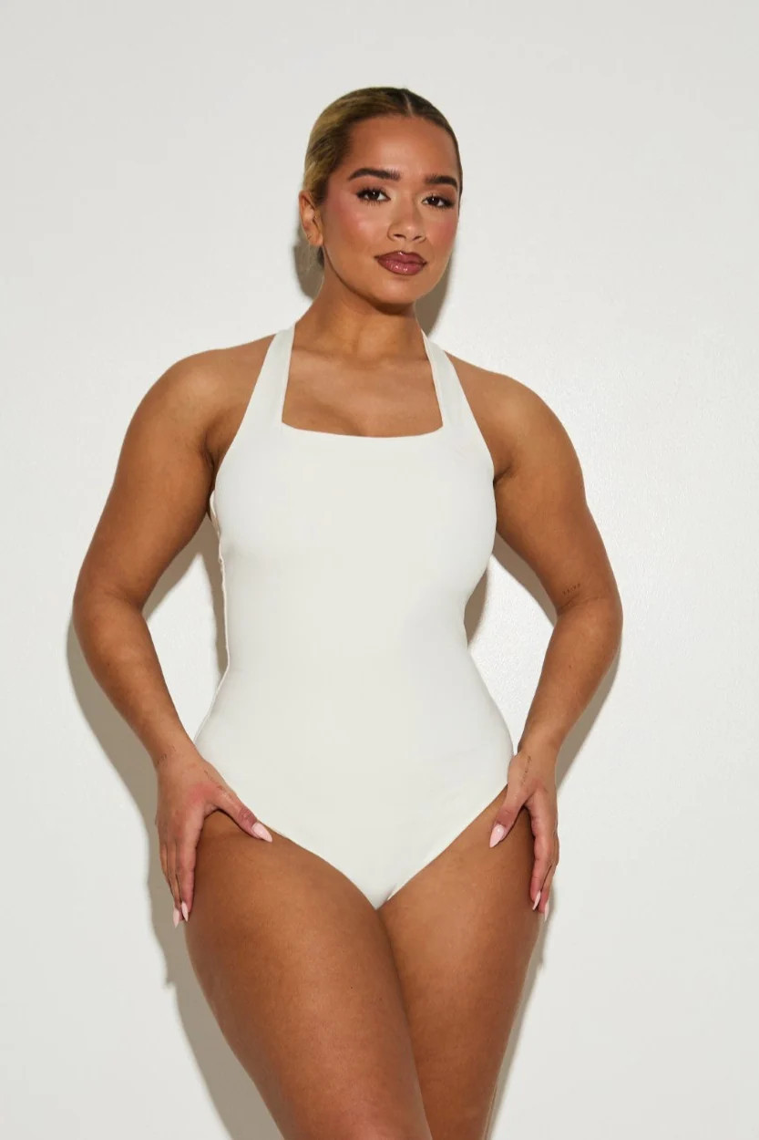 Scoop Square Neck 'Amelia' Bodysuit With Twist Back - Coconut (Limited | RELR