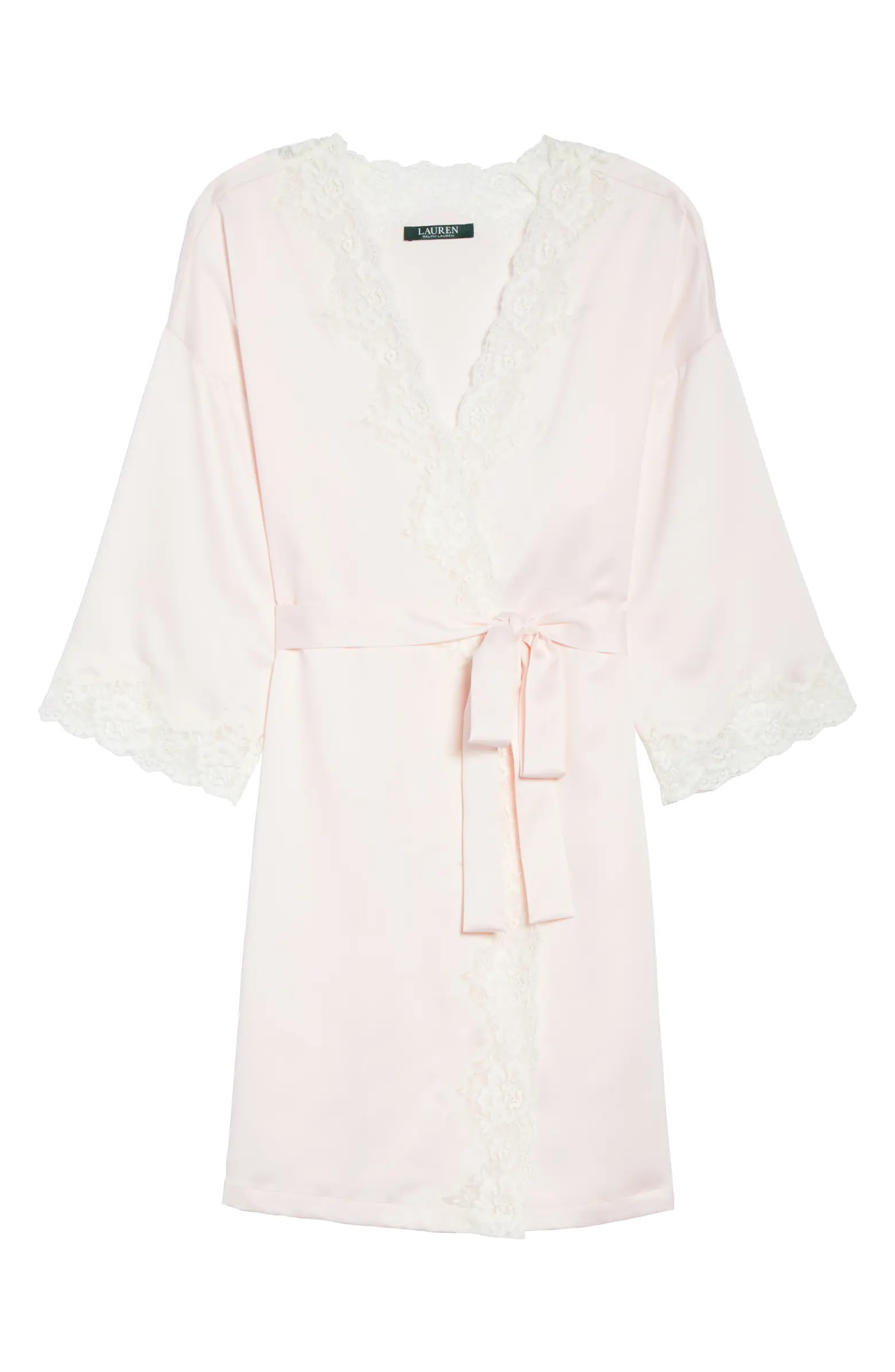 Lace Trim Satin Robe | Nordstrom