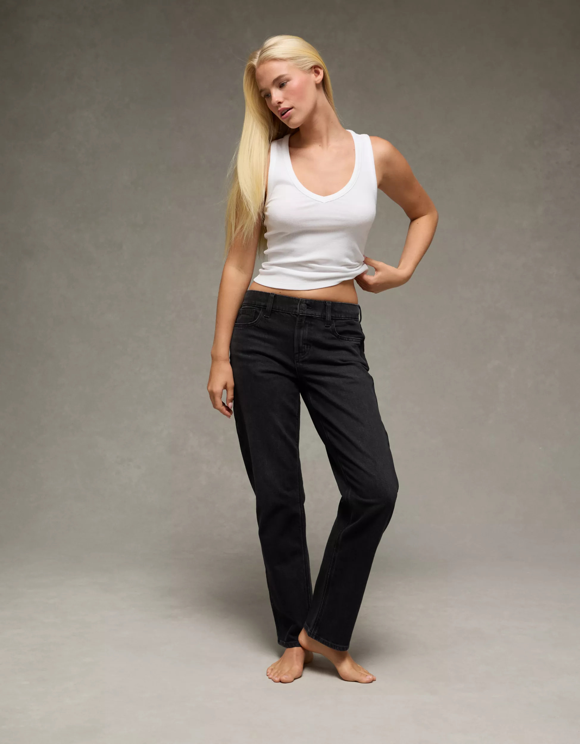 AE Stretch High-Waisted Straight Jean | American Eagle Outfitters (US & CA)