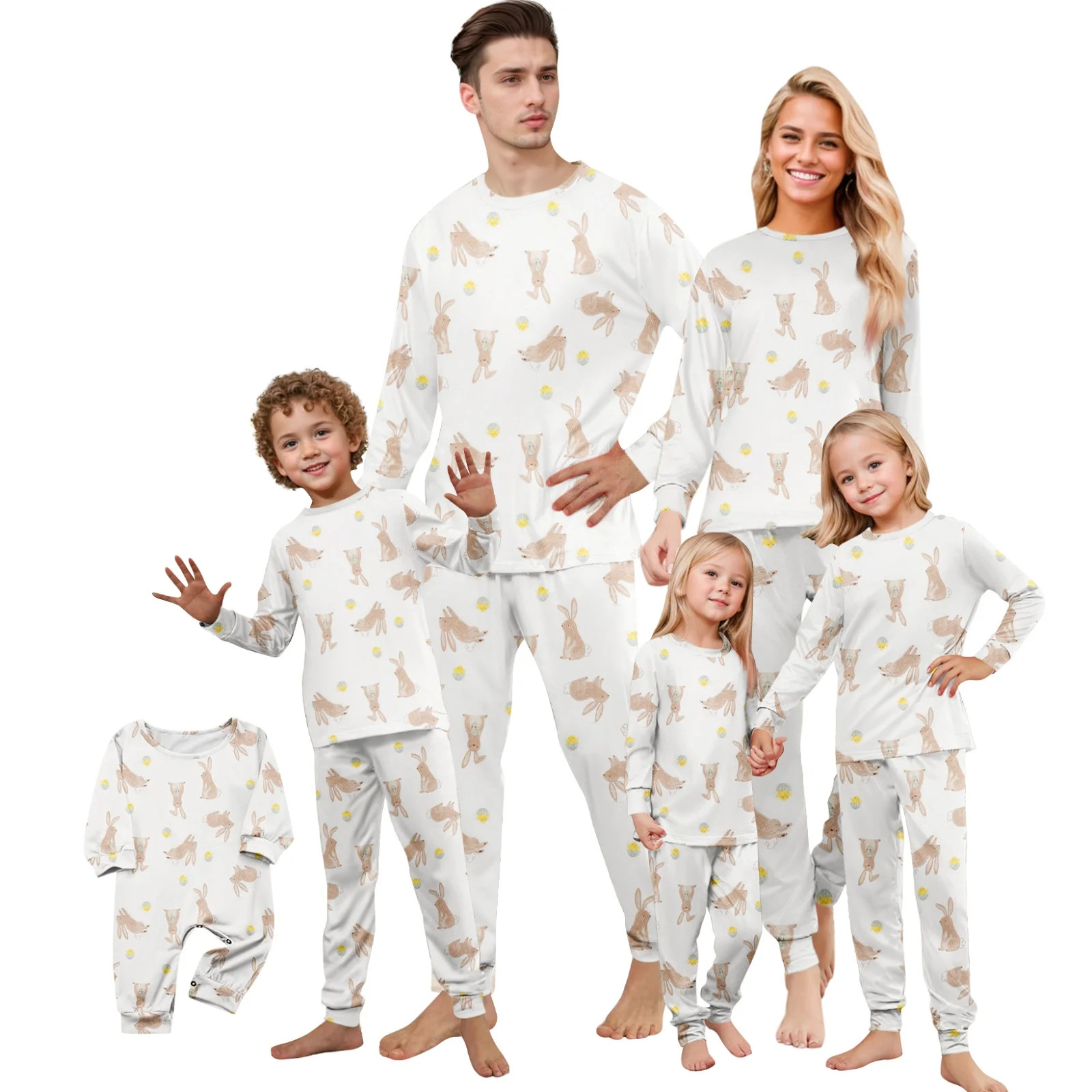 Onlypjs Easter Family Matching Pajamas Set Bunny Print – Soft Long Sleeve Sleepwear for Men and... | Walmart (US)