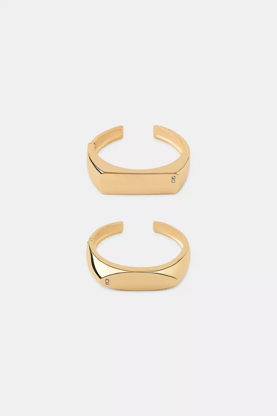 Pack of two metal bracelets with mini jewel appliqués. | Zara US