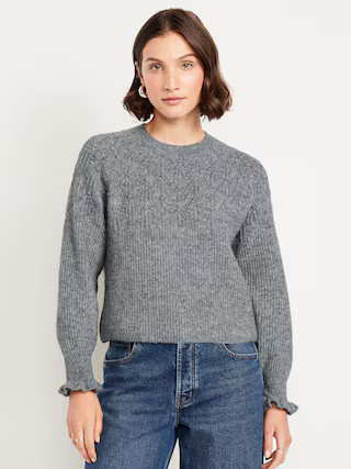 Loose Crew-Neck Cropped Sweater | Old Navy (US)
