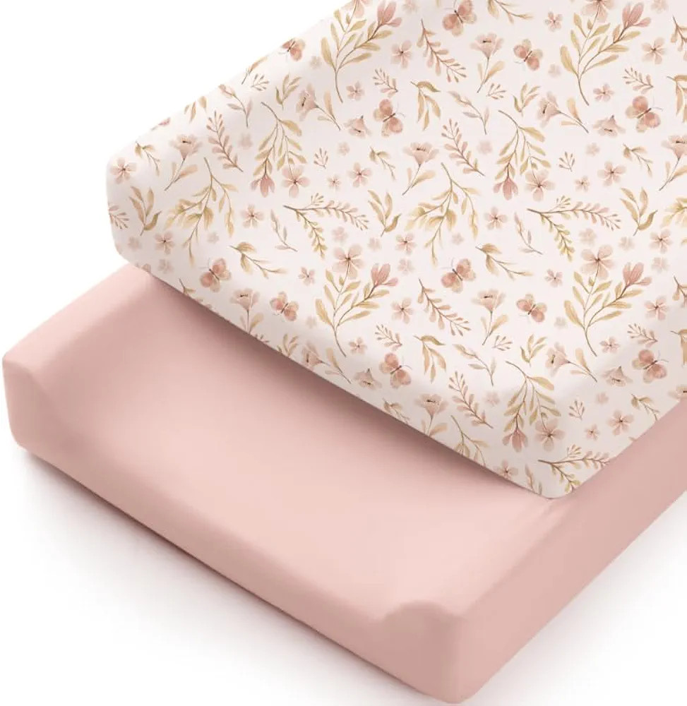 Amazon.com: Konssy 2 Pack Stretchy Changing Pad Covers for Girl, Boy, Silky Soft Changing Table Cover, Breathable Baby Nursery Diaper Chang Pad Sheets (Pink Spring,Pink) : Baby | Amazon (US)