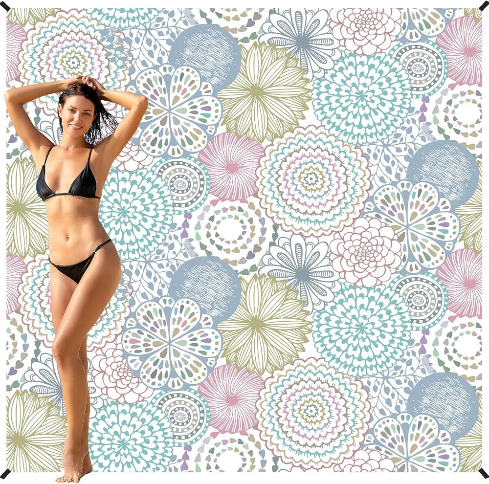 BYDOLL Beach Blanket 78''×81'' 1-5 Adults Waterproof Sandproof Oversized Lightweight Beach Blank... | Amazon (US)