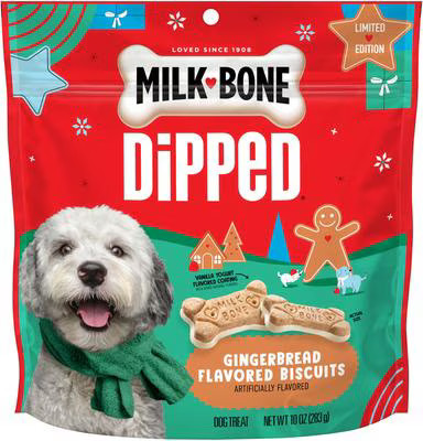 Milk-Bone Dipped Gingerbread Dog Treats, 10-oz bag | Chewy